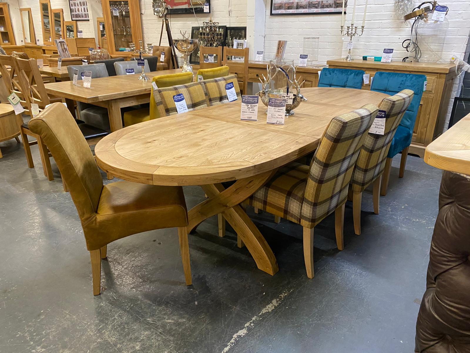 100% solid oak furniture Dalton Oval Extending Dining Table