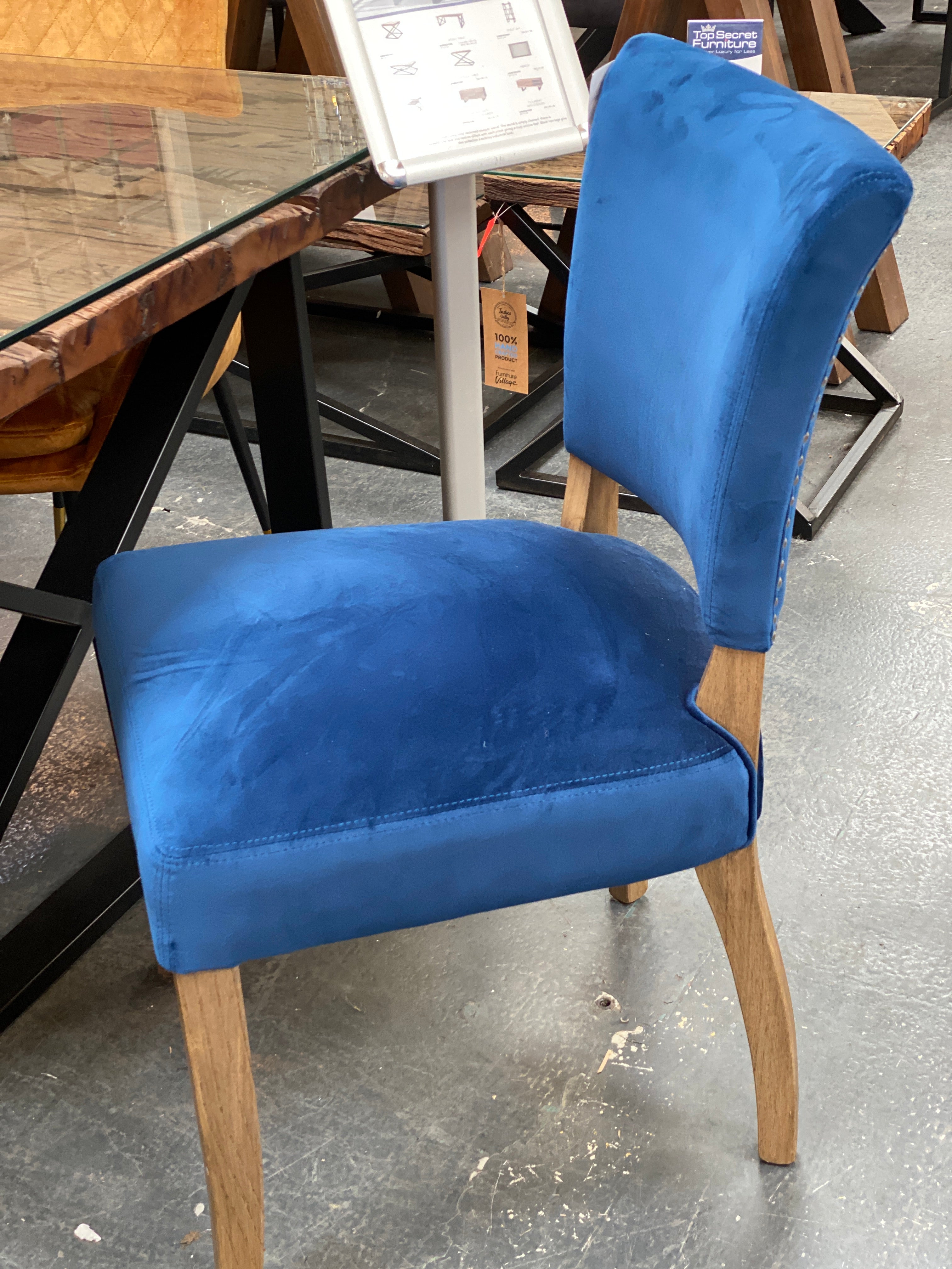 Halo Timothy Oulton Mimi Blue Velvet  Dining Chairs from Top Secret Furniture