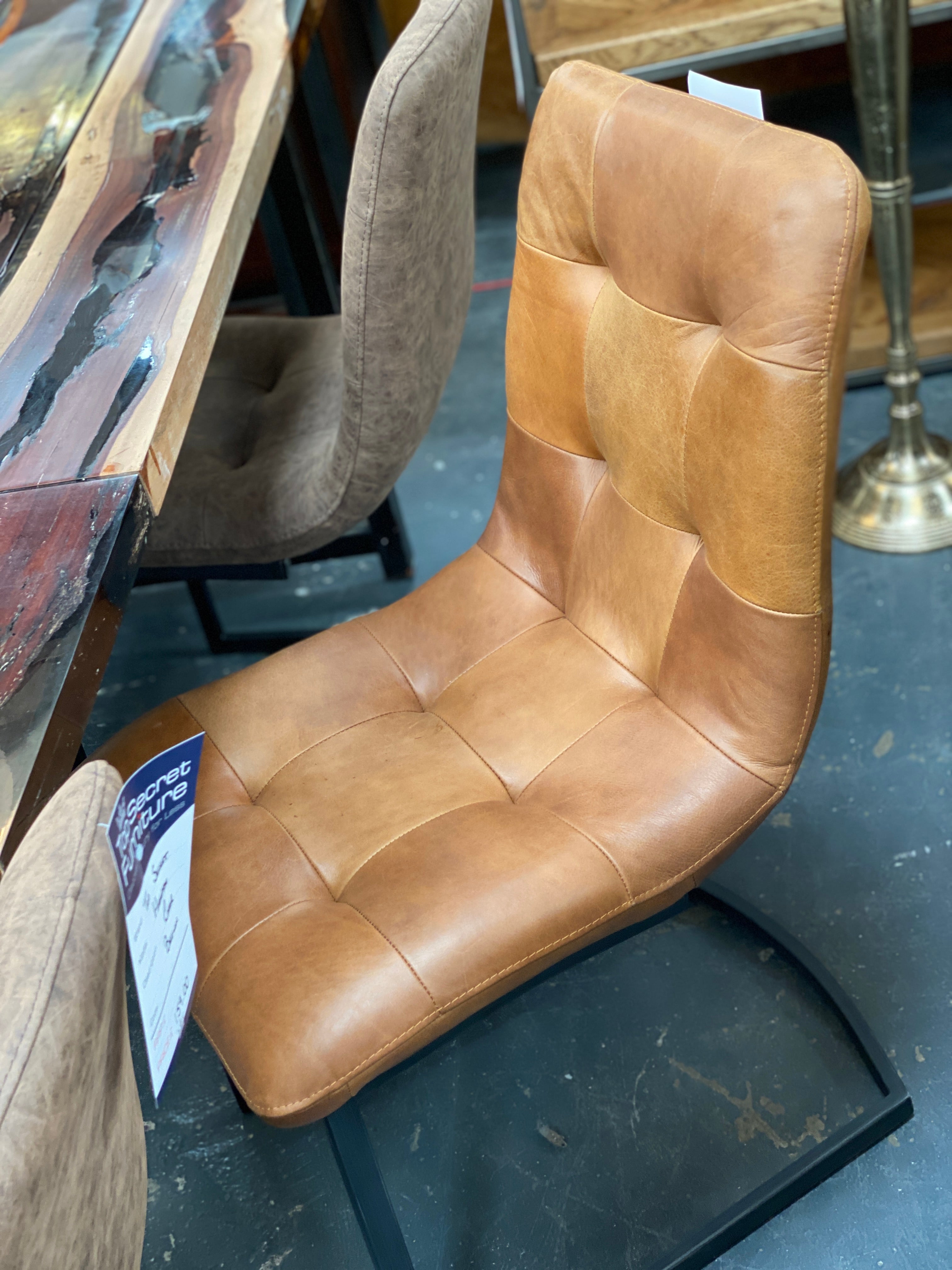 Hampton tan leather dining chair from Top Secret Furniture, Cheshire