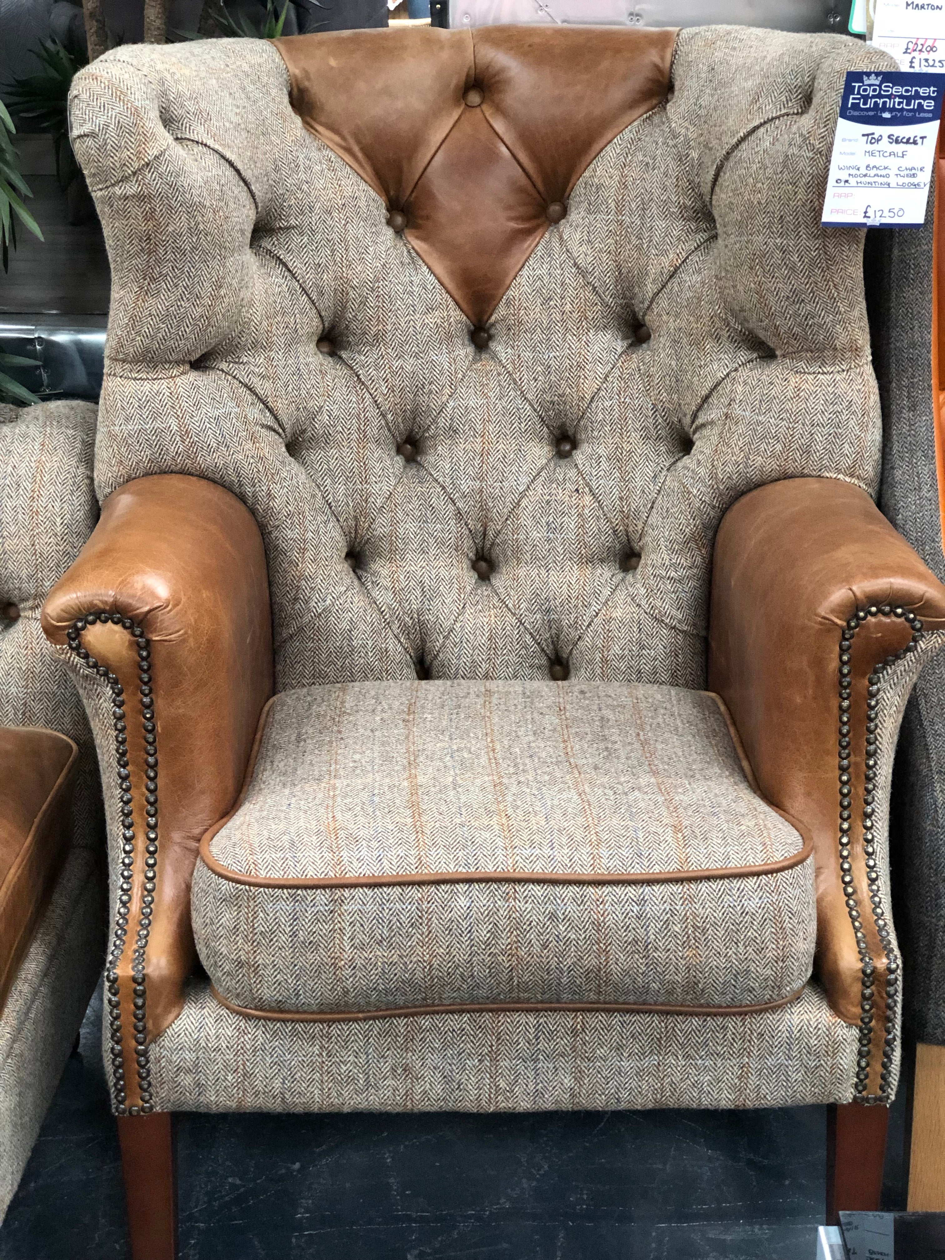 Kensington Arm Chairs leather and fabric from Top Secret Furniture