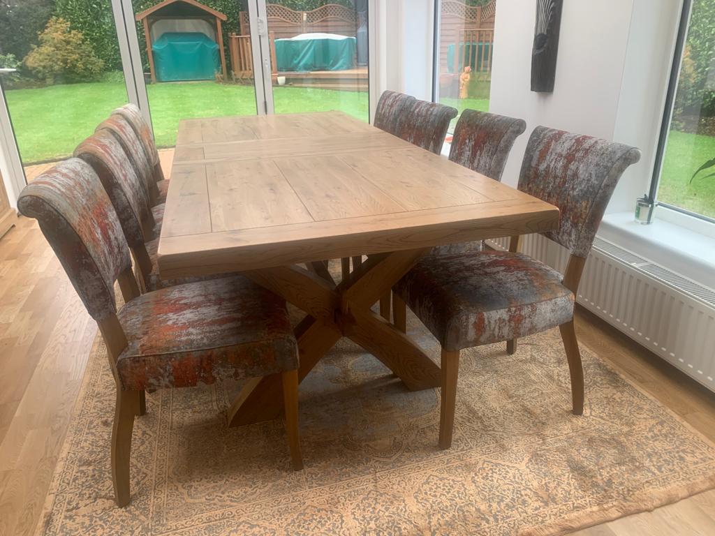 Dalton Rectangle Cross Leg Extending Oak Dining Table - 100% solid oak furniture