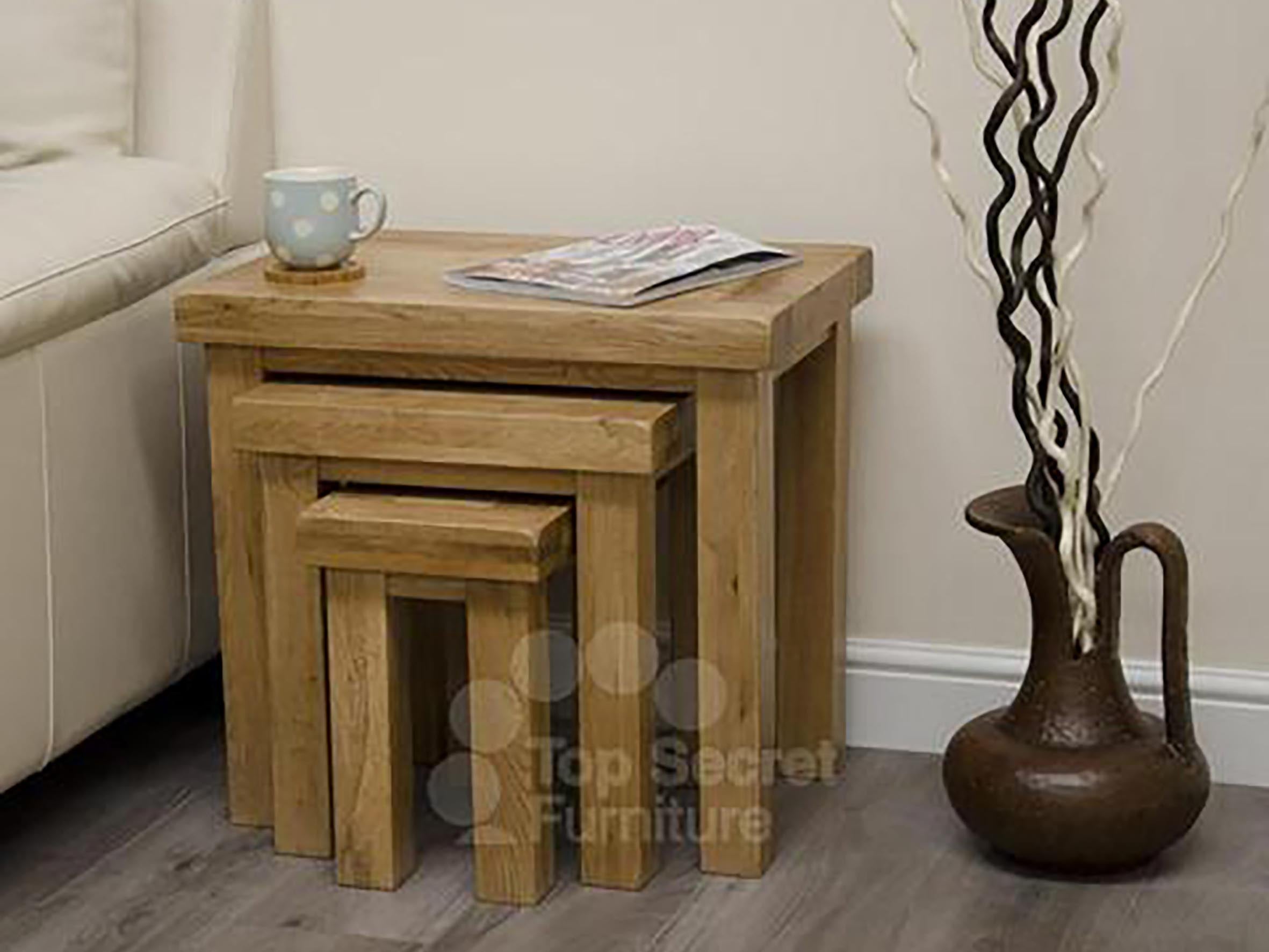 100% solid oak furniture, Dalton Nest of Tables