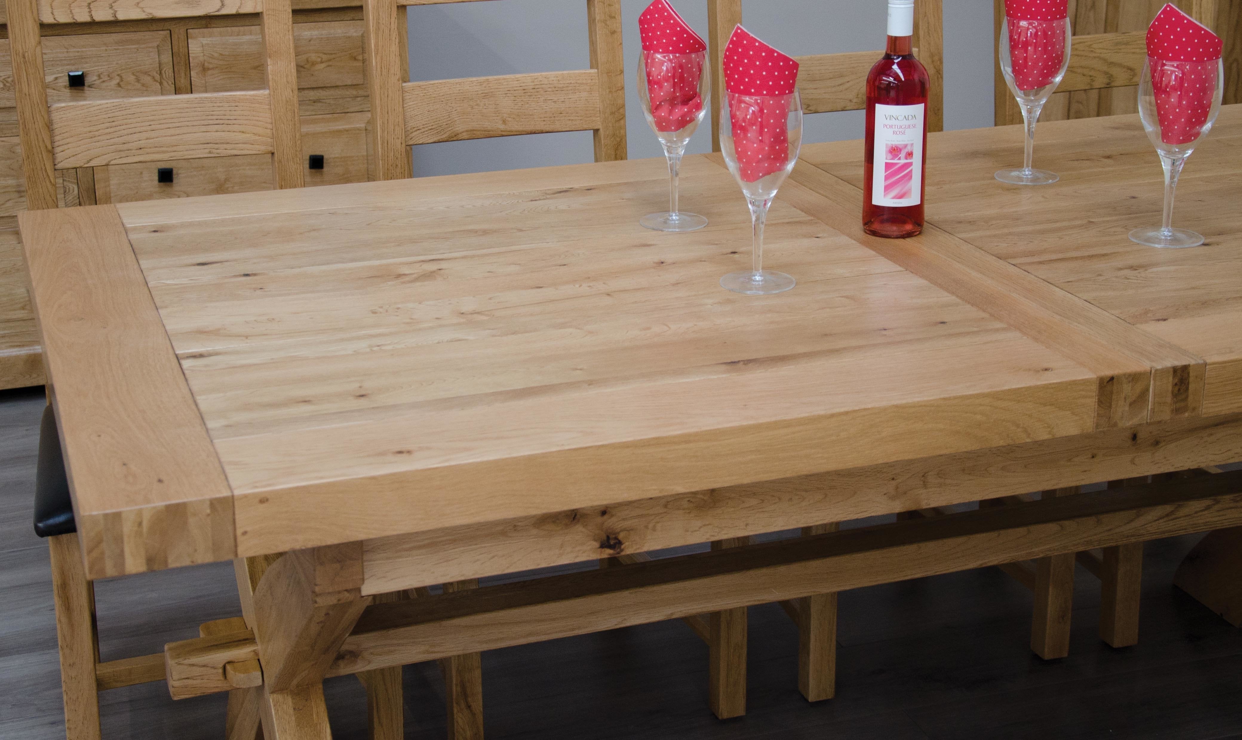 Dalton Rectangle Cross Leg Extending Oak Dining Table - 100% solid oak furniture