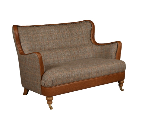 Ellis 2 seater sofa in Harris Tweed and Leather from Top Secret Furniture