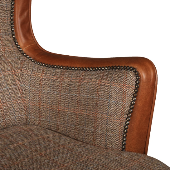 Ellis 2 seater sofa in Harris Tweed and Leather from Top Secret Furniture