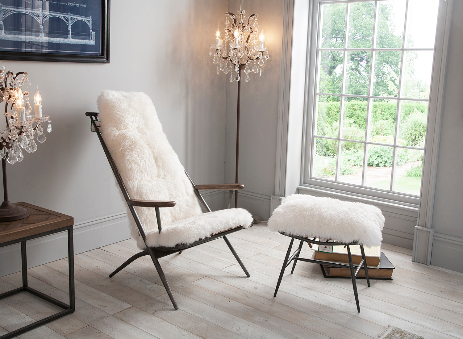 Vintage Sofa Billy Baa Baa Sheepskin Chair & Footstool