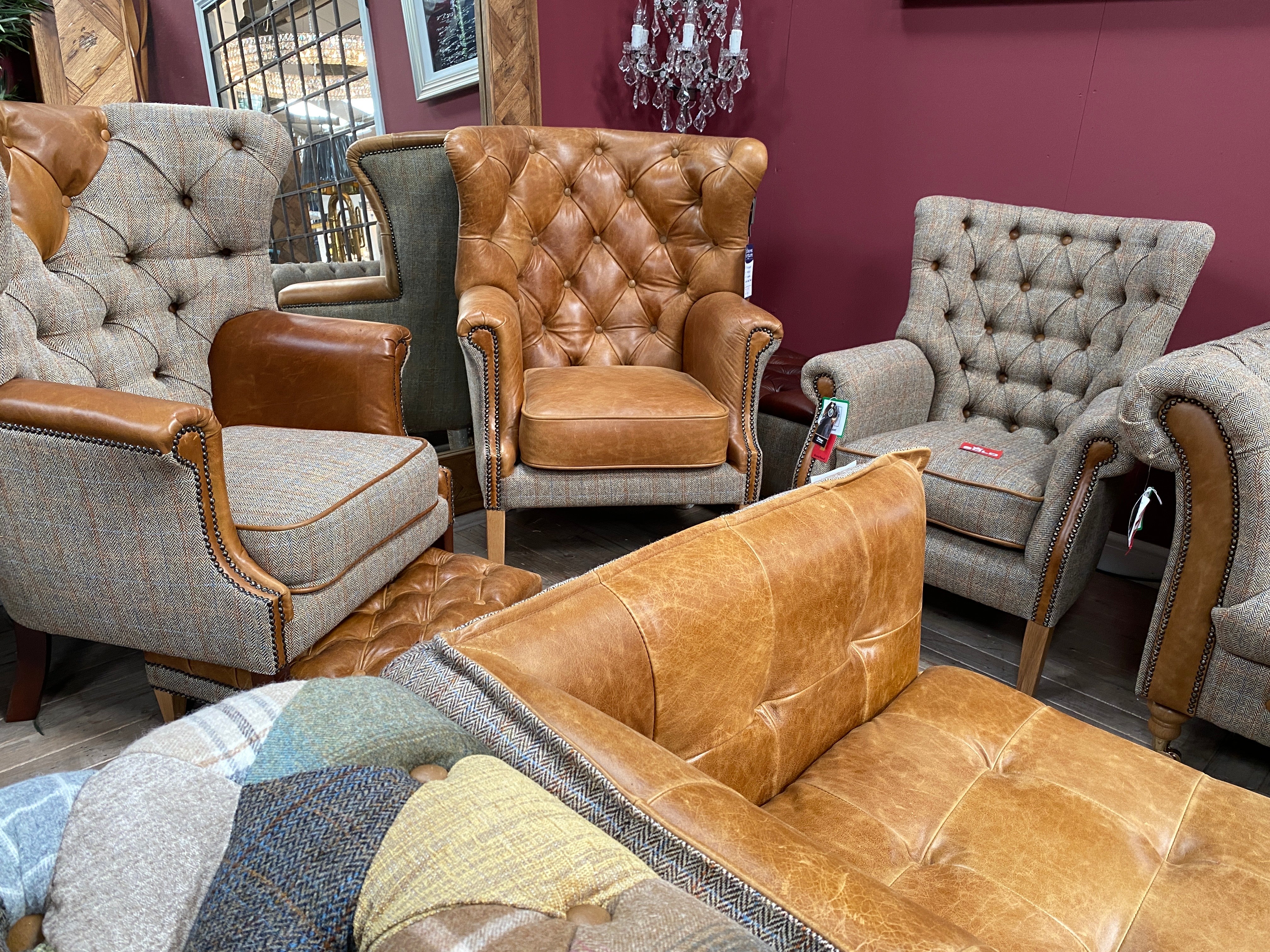 Kensington Arm Chairs leather and fabric from Top Secret Furniture