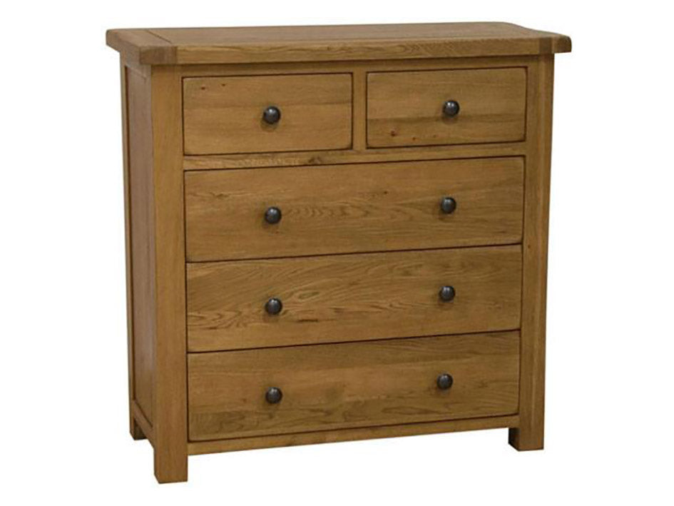 Solid Oak Furniture Rustic 2 over 3 Chest