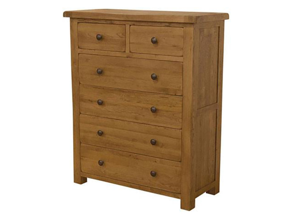 Rustic 2 over 4 Chest - Solid Oak Furniture