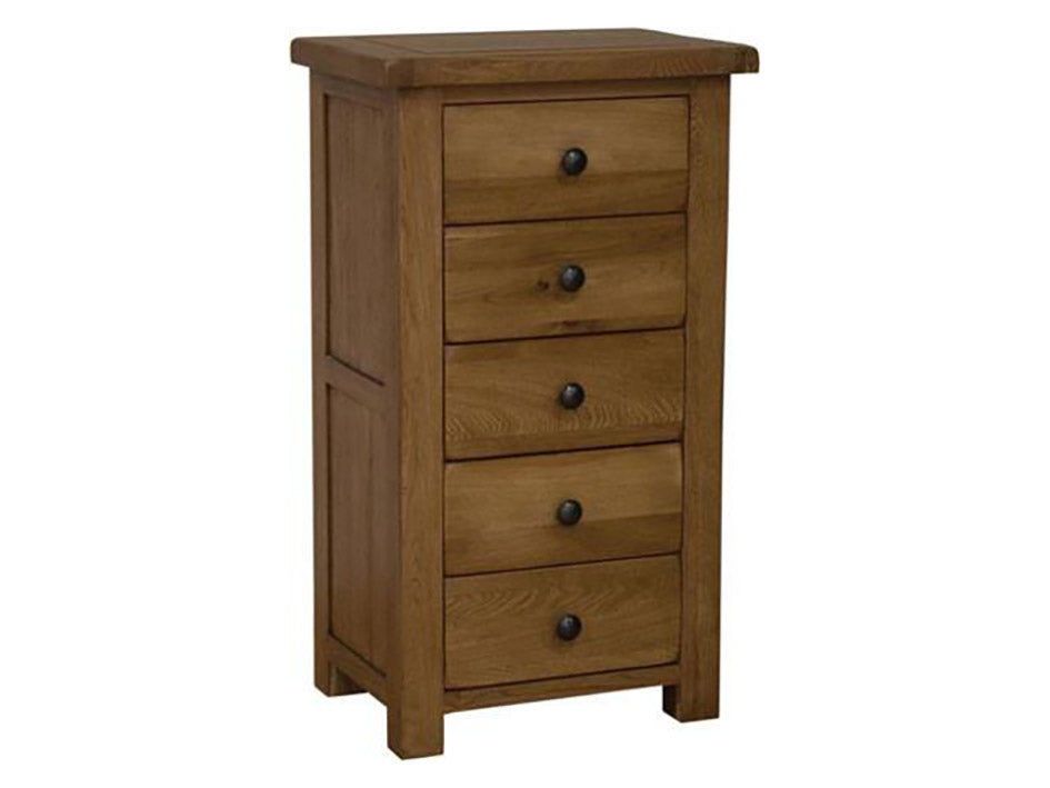 Rustic 5 Drawer Chest - Solid Oak Furniture