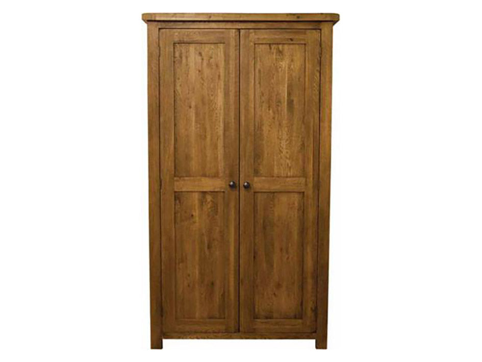 Solid Oak Furniture Rustic Double Wardrobe