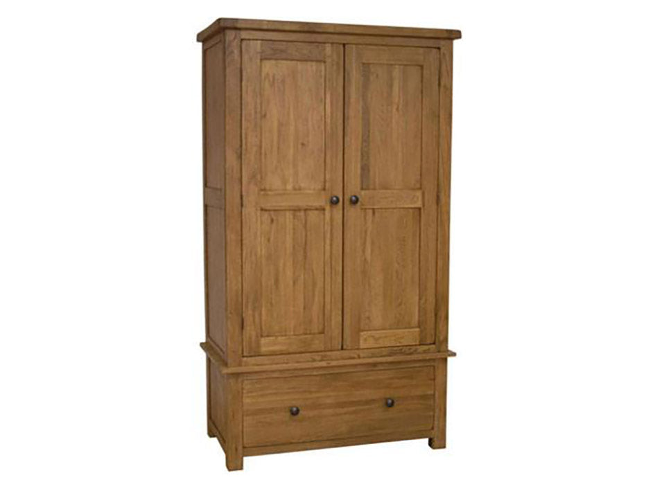 Solid Oak Furniture Rustic Gents Wardrobe