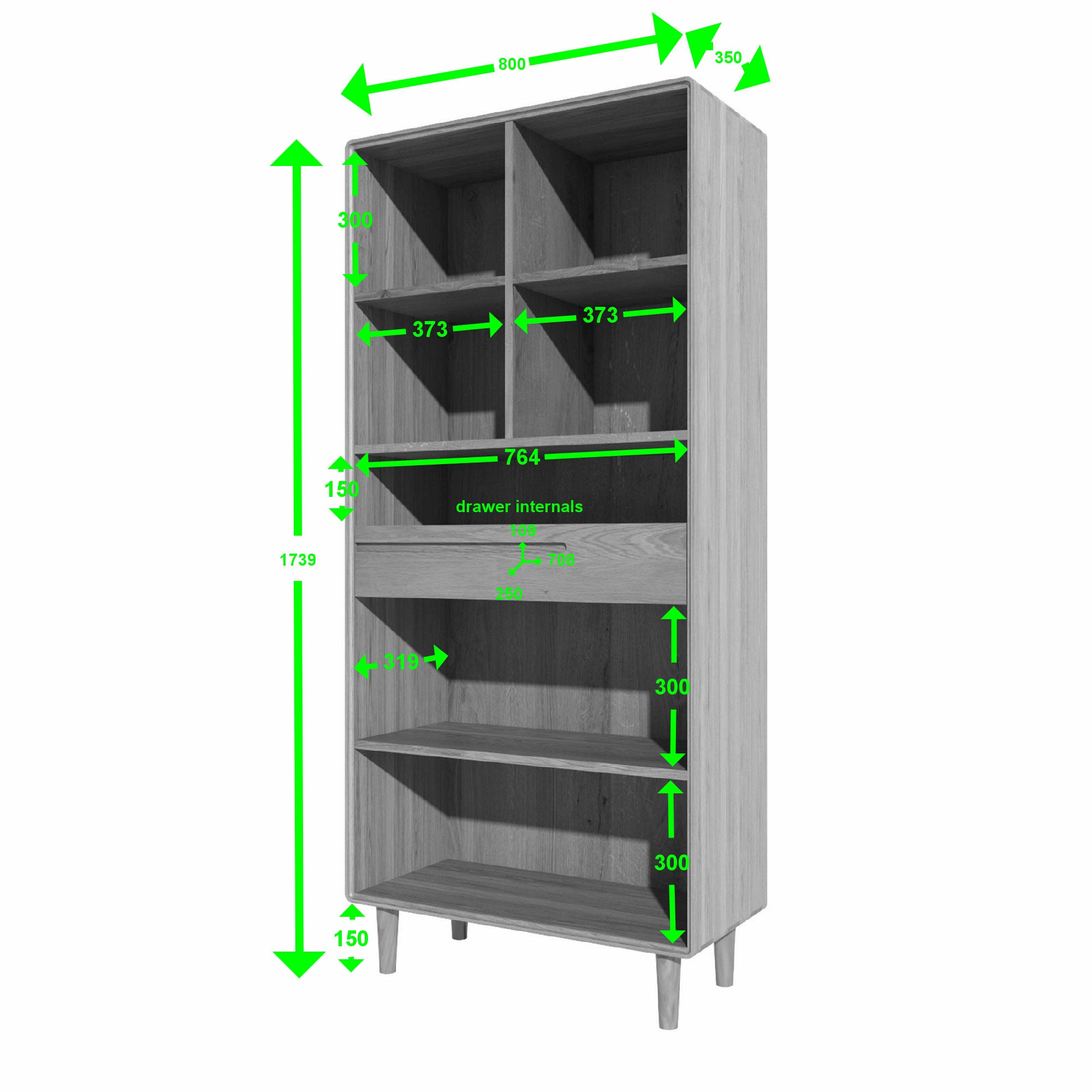 Nordic Scandinavian Large Oak Bookcase Furniture from Top Secret Furniture