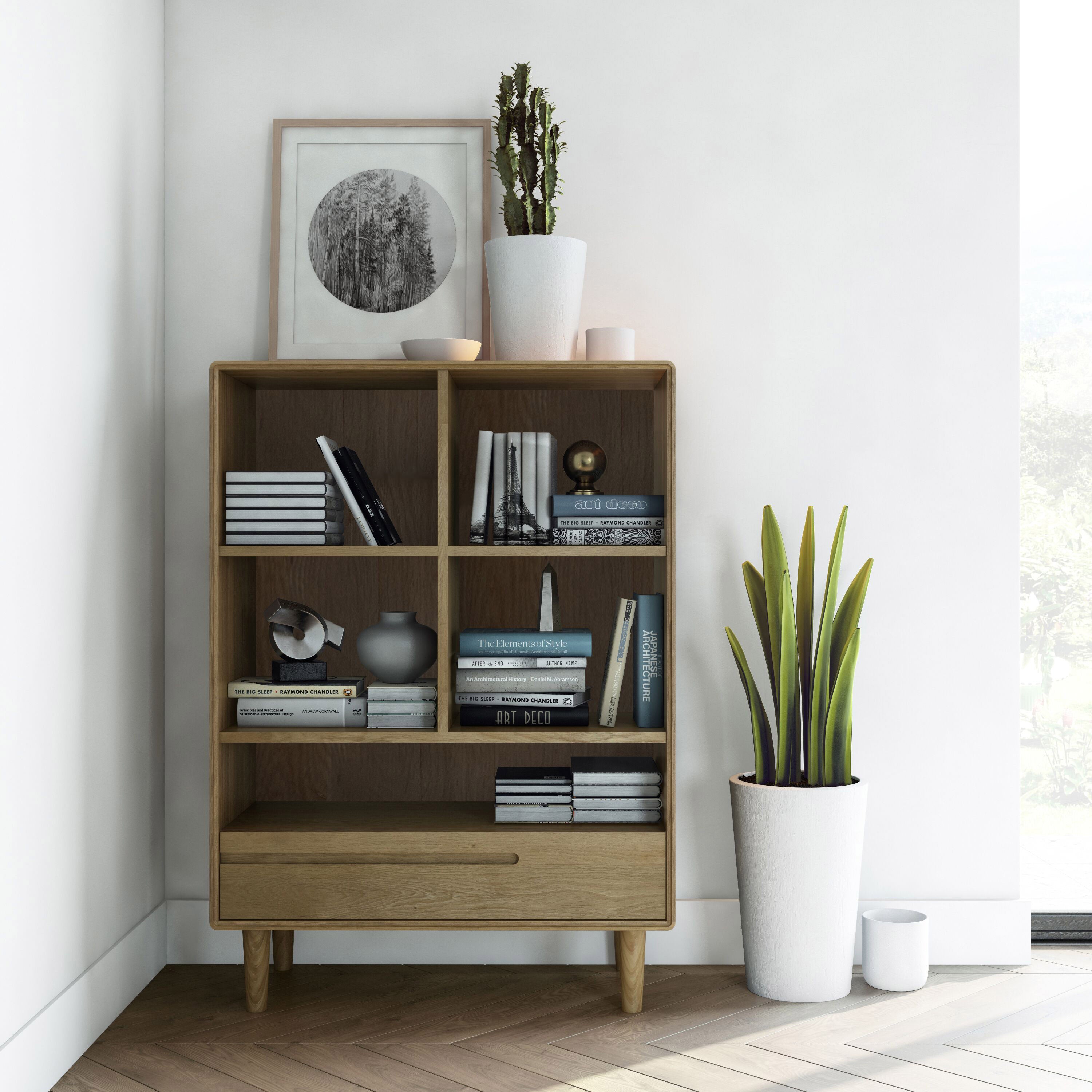 Nordic Scandinavian small  Oak Bookcase Furniture from Top Secret Furniture