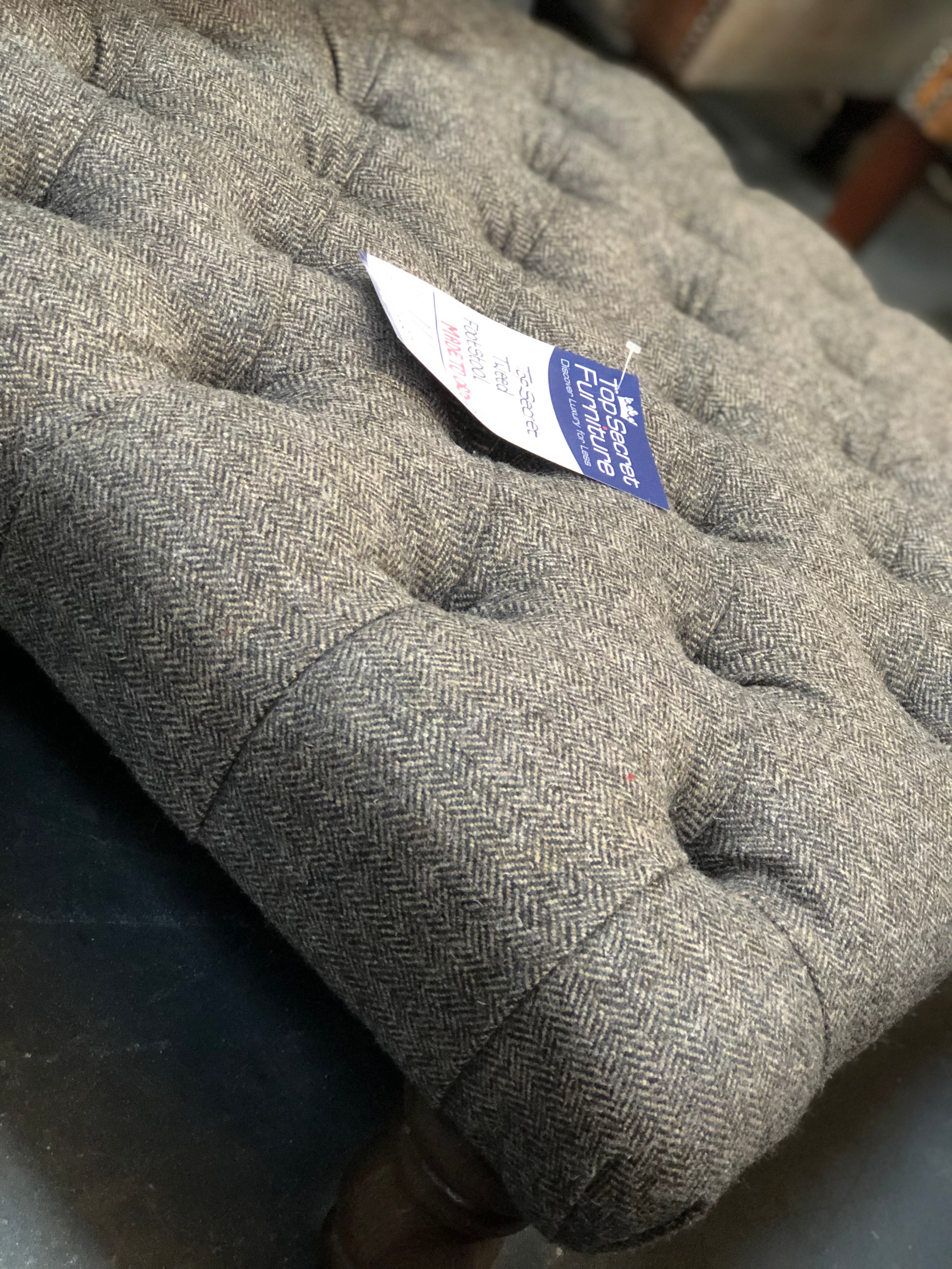 Stirling footstool in Moorland Tweed and Hunting Tweed