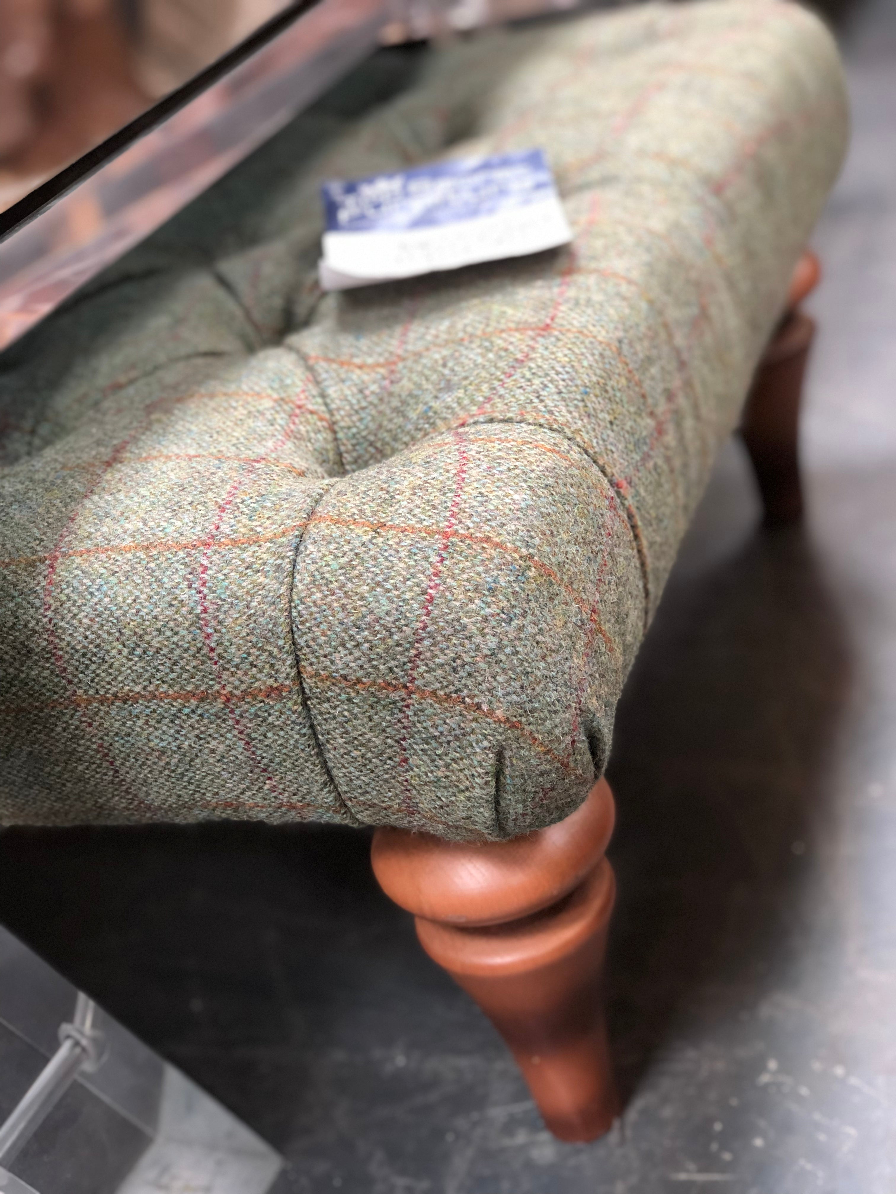 Stirling footstool in Moorland Tweed and Hunting Tweed