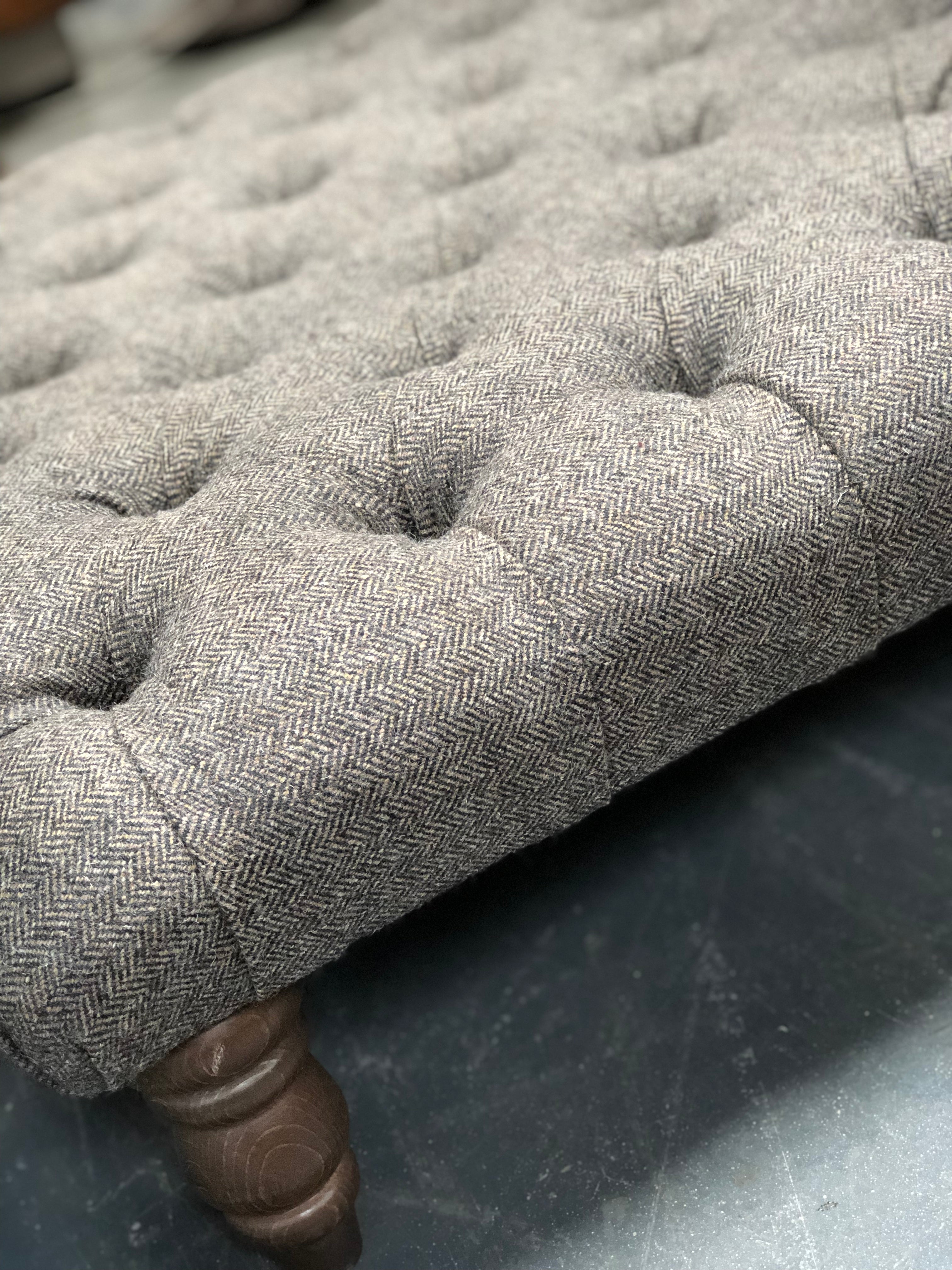 Stirling footstool in Moorland Tweed and Hunting Tweed