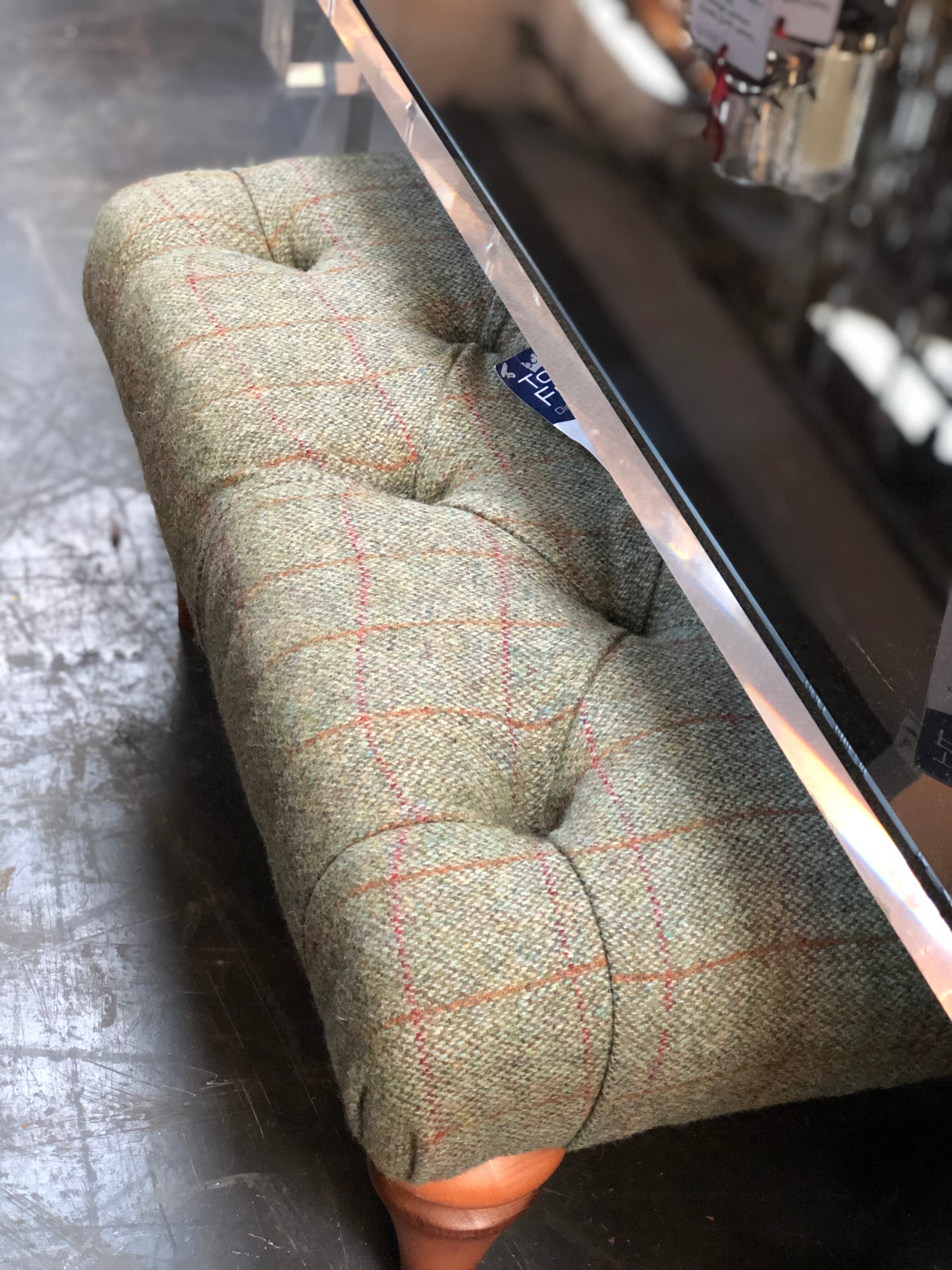 Stirling footstool in Moorland Tweed and Hunting Tweed