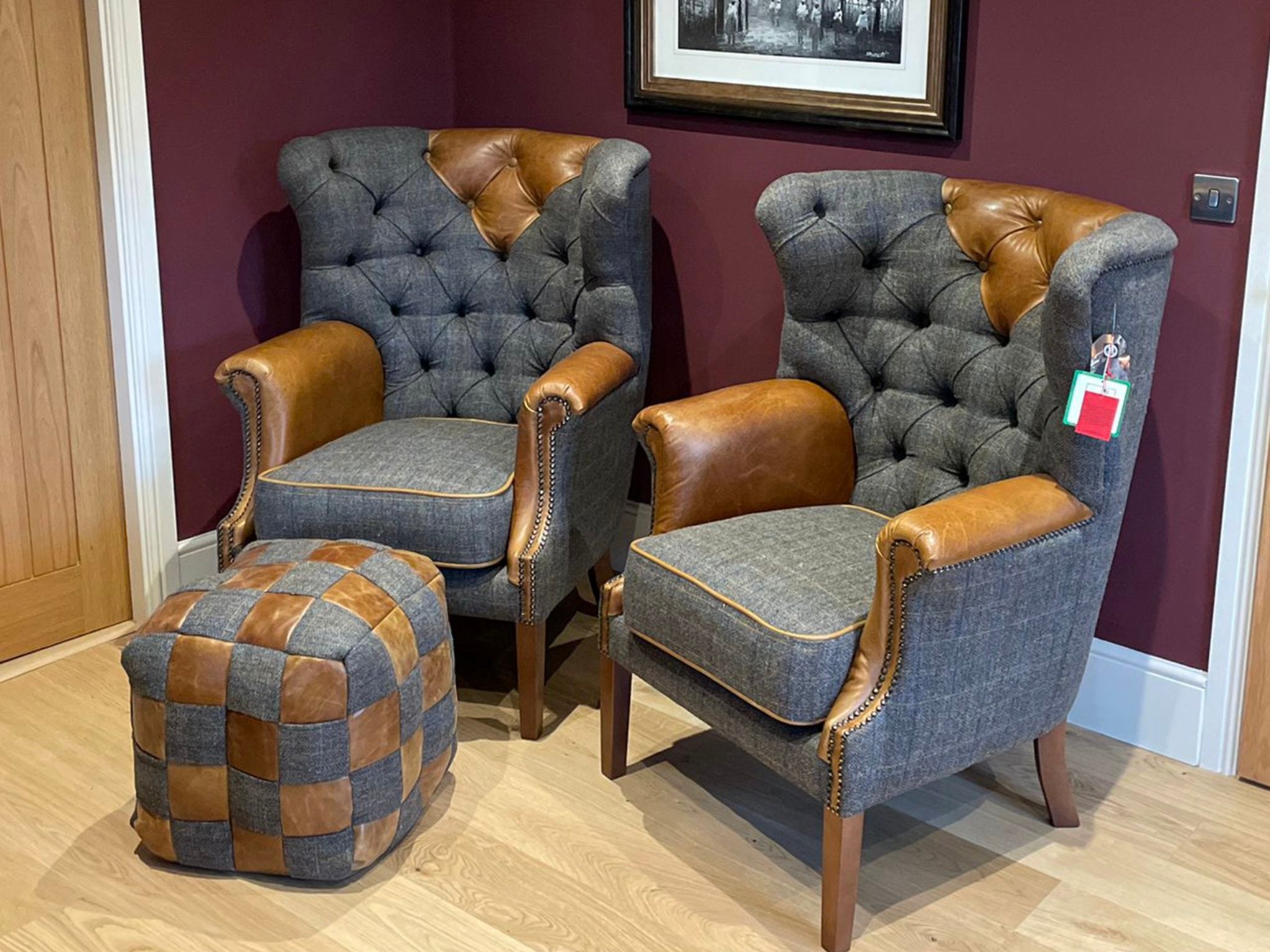 Leather armchairs and Fabric Arm Chair