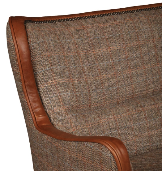 Ellis 2 seater sofa in Harris Tweed and Leather from Top Secret Furniture