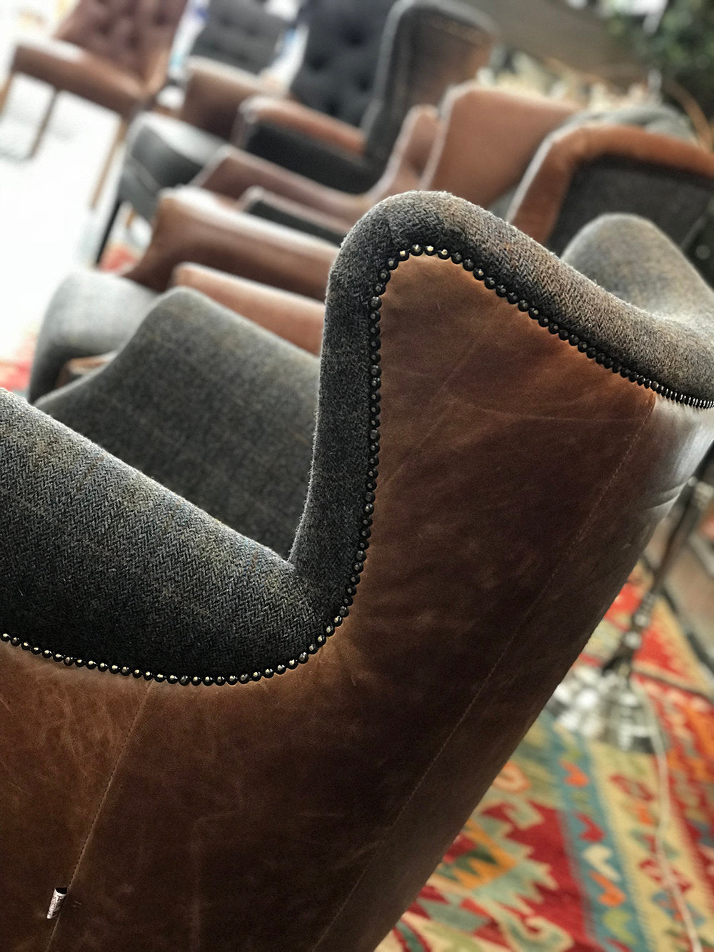 Kensington Arm Chairs leather and fabric from Top Secret Furniture