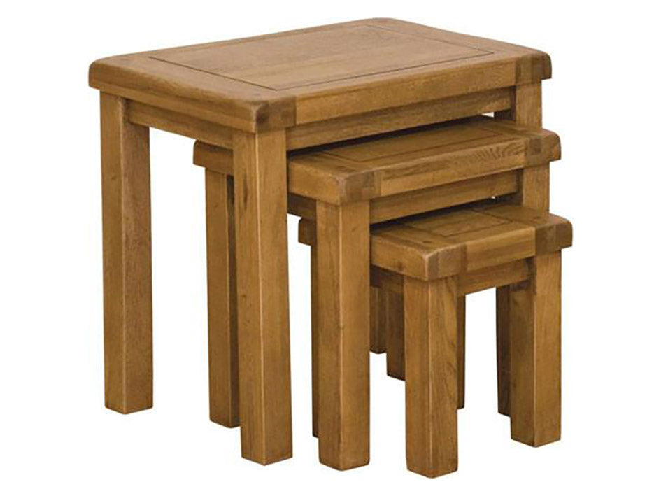 Rustic Nest of Tables - Solid Oak Furniture