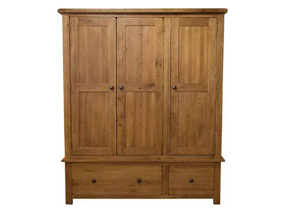 Rustic Triple Wardrobe - Solid Oak Furniture