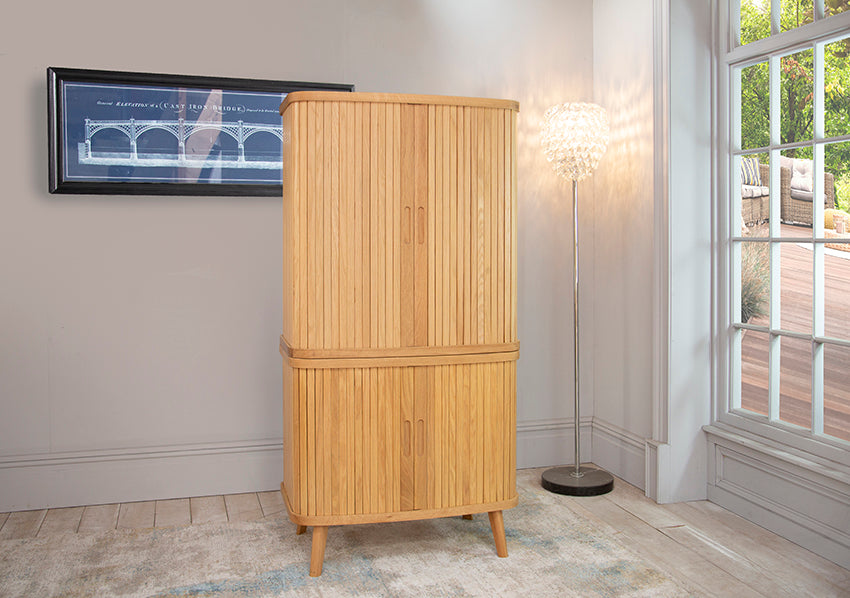 Tambour Solid Oak Drinks Cabinet from Top Secret Furniture